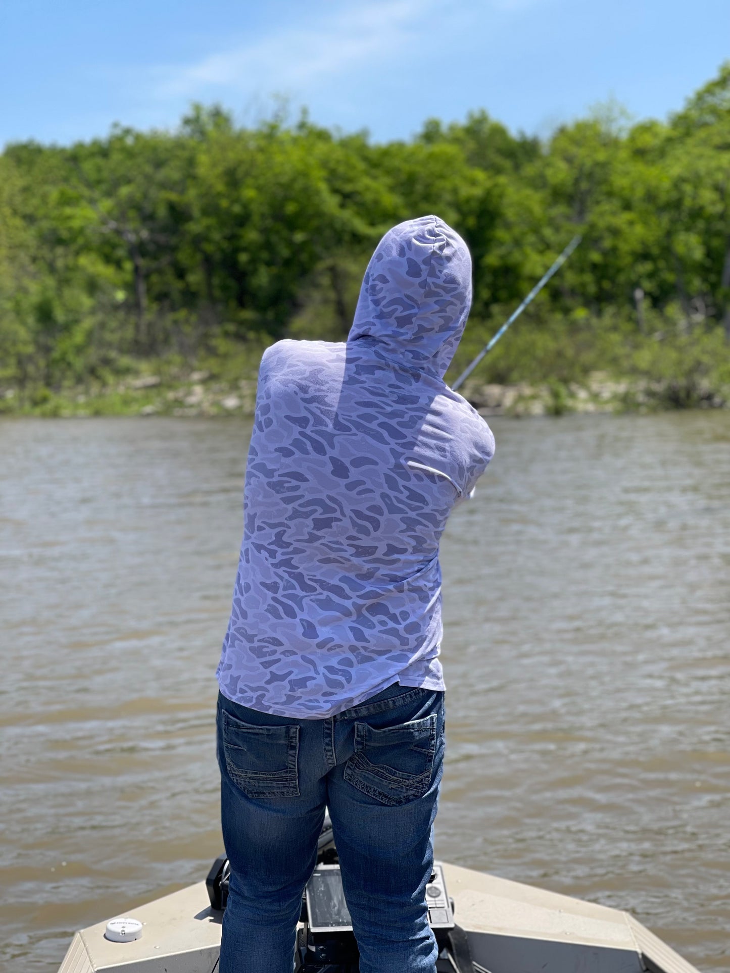 Bamboo light hoodie - white Camo Duck Duck Goose Brand