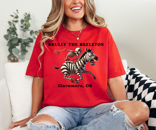 SKULLY THE SKELETON RIDING ZEBRA